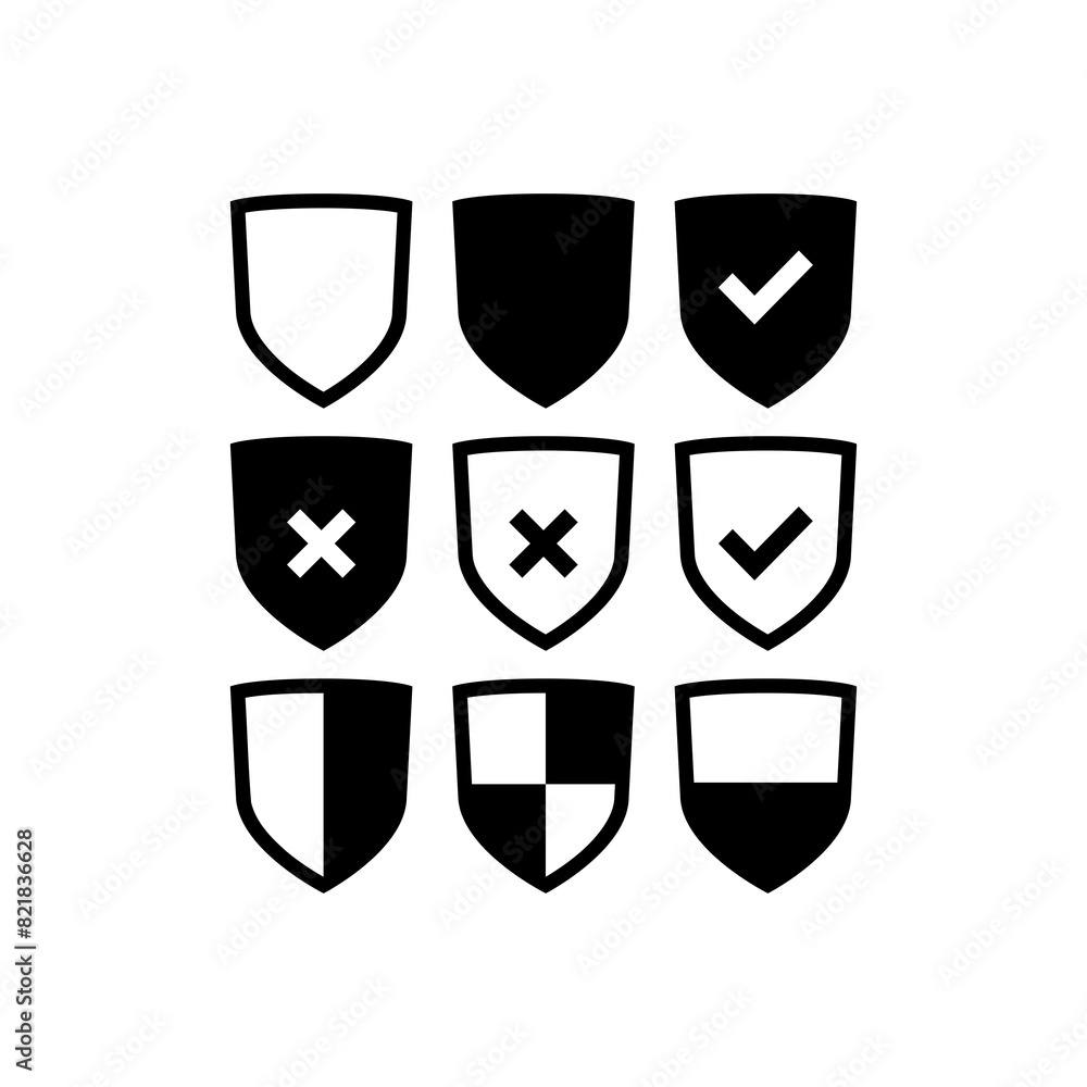 Shields set icons isolated on transparent background Shields set icons isolated on transparent background