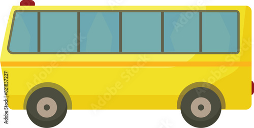 Flat design vector illustration of a classic yellow school bus, isolated on white