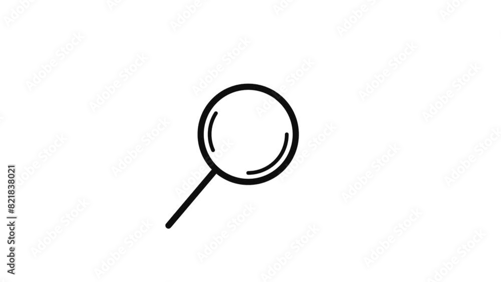 animated icon rotating magnifying glass, line style with black flat color. animated icon rotating magnifying glass, line style with black flat color.