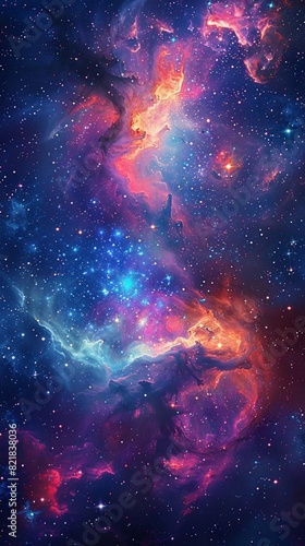 A celestial tapestry of stars and galaxies, each emitting its own unique hue, painting the cosmic canvas with a palette of endless possibilities.