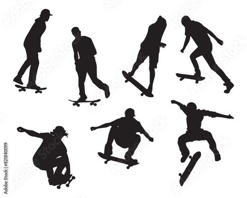 Skateboarding Silhouette Vector Illustration Bundle