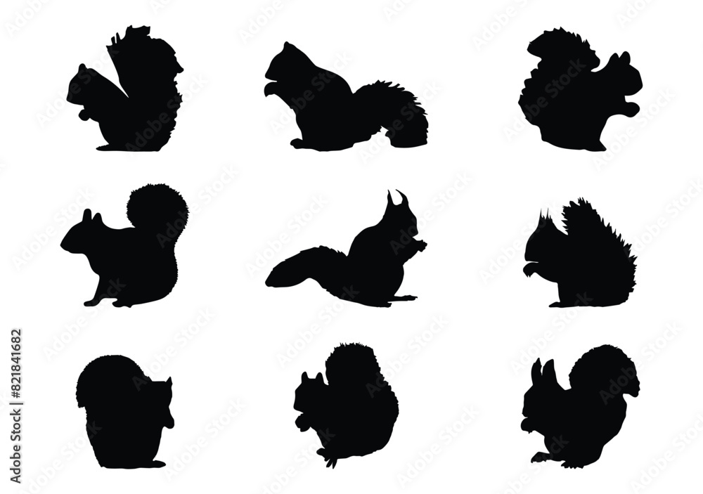 Squirrel Silhouette Vector Illustration Bundle Squirrel Silhouette Vector Illustration Bundle
