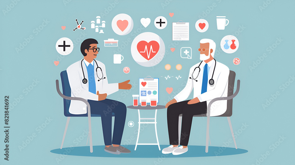 Doctor, senior patient and consultation for healthcare, hospital and medical office. Communication, symptoms list and sick with diagnosis. Talk, cardiovascular or cancer, help and medical healthcare. Doctor, senior patient and consultation for healthcare, hospital and medical office. Communication, symptoms list and sick with diagnosis. Talk, cardiovascular or cancer, help and medical healthcare.