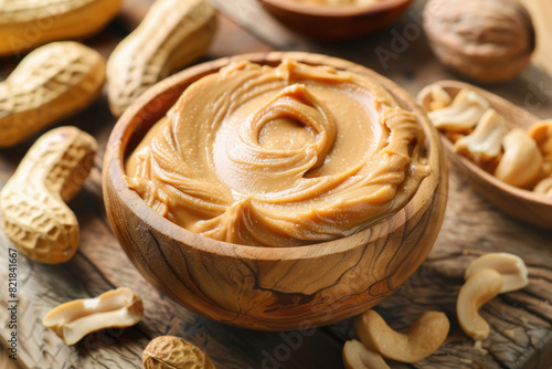 peanut butter in wooden bowl