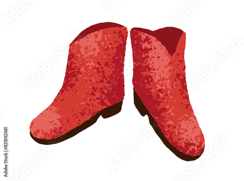 Rubber gum boots, stylish waterproof footwear for rain, wet weather. Gumboots, galoshes pair, short wellies for autumn. Trendy rainboots. Flat vector illustration isolated on white background
