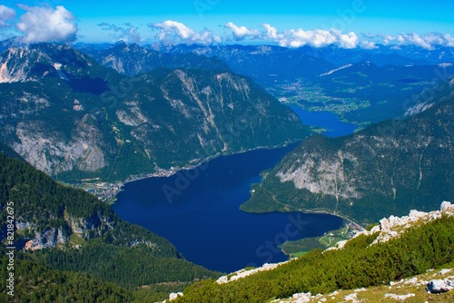 Hallstatter See, Austria - beautiful view on the famous Austrian Alpine lake photo