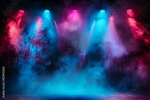 Wallpaper Mural Stage light with colored spotlights and smoke Concert and theatre dark scene  Torontodigital.ca