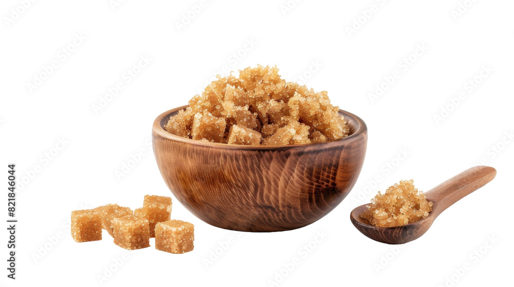 Sweet Harmony: Wooden Bowl Brimming With Sugar Cubes, Wooden Spoon by Its Side Sweet Harmony: Wooden Bowl Brimming With Sugar Cubes, Wooden Spoon by Its Side
