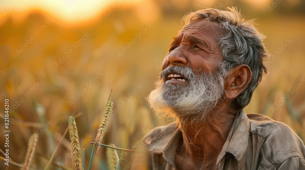 sad farmer at agriculture field sad farmer at agriculture field