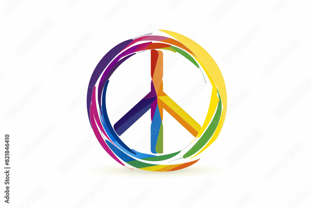 A creative peace symbol, simple vector design, rainbow colors, isolated on white background A creative peace symbol, simple vector design, rainbow colors, isolated on white background