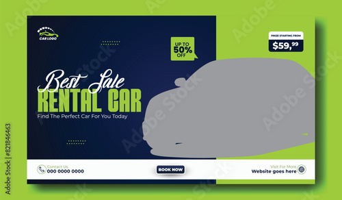 Car rental service ads promotional web banner template design