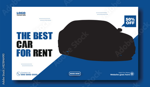 Car rental service ads promotional web banner template design