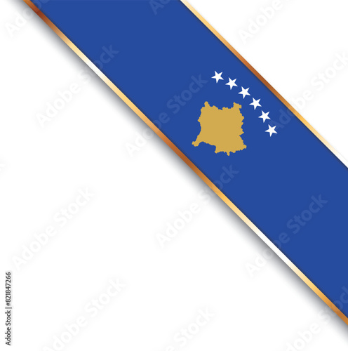 banner with flag of Kosovo, corner banner with gold frame