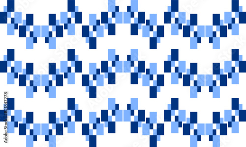 light blue and blue stair abstract step of rectangular block wave repeat pattern, replete image, design for fabric printing, patter print, square