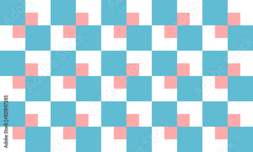 blue green and Pink overlap block patter repeat seamless pattern design for fabric printing or t-shirt screening paint, checkerboard chess