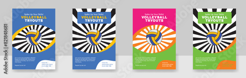 Volleyball tournament posters, flyer with volleyball ball - template vector design