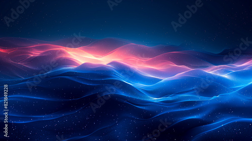 A dreamlike desert landscape merging night's stars with dawn's warm hues, all in smooth, flowing contours - Generative AI