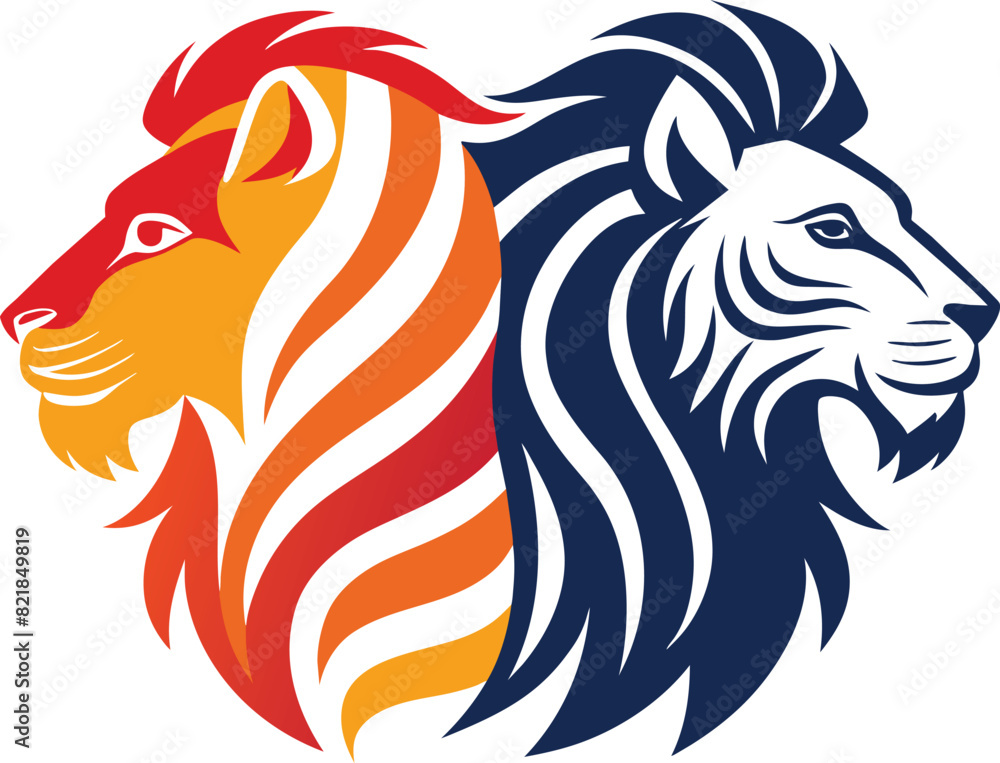 Fototapeta premium lion two head logo