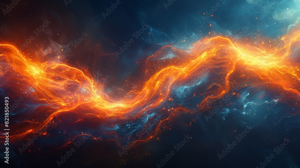 Abstract colorful background. Swirls of electric tangerine and regal violet blend harmoniously, casting an enchanting spell of contrast and elegance, akin to a symphony of colors.