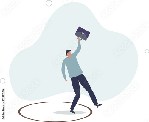 brave businessman step out of comfort circle for new success.flat vector illustration.
