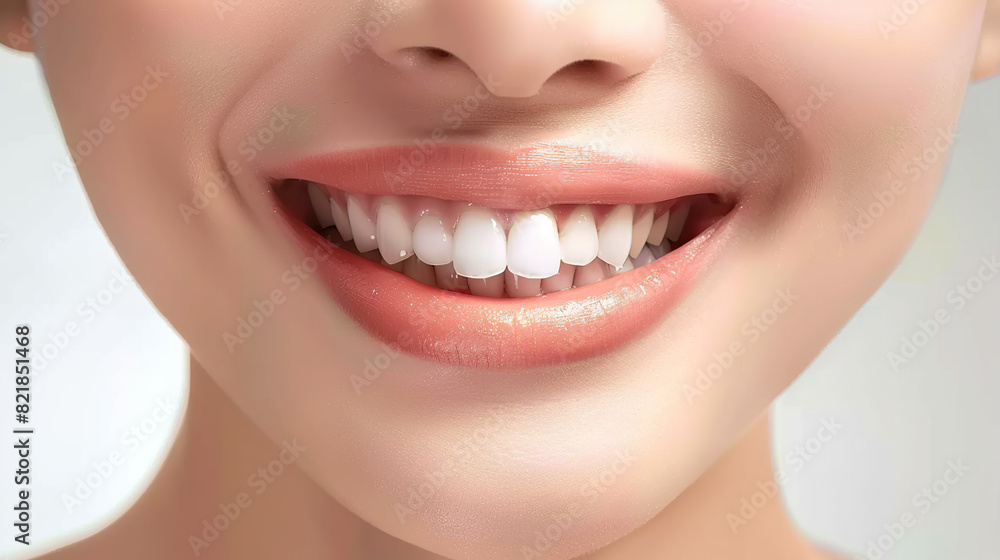 Obraz premium close up of a face with a smile. generative ai