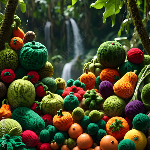 Crocheted fruits and vegetables