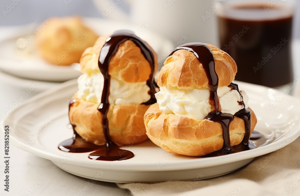 Layered profiteroles cake. AI generated Layered profiteroles cake. AI generated