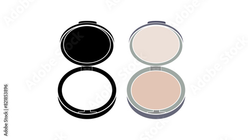 Talc-Free Mineral Face Powder, black and color isolated silhouettes