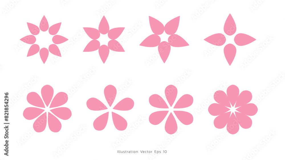 Pink flower petals shape vector ,Hand drawn design elements , Flat Modern design, isolated on white background, illustration vector EPS 10