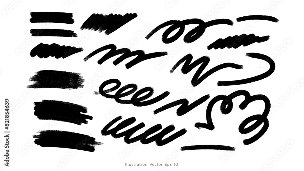 Brush hand drawn graphic element vector set, line art style ,Hand drawn design elements , Flat Modern design, isolated on white background, illustration vector EPS 10 Brush hand drawn graphic element vector set, line art style ,Hand drawn design elements , Flat Modern design, isolated on white background, illustration vector EPS 10