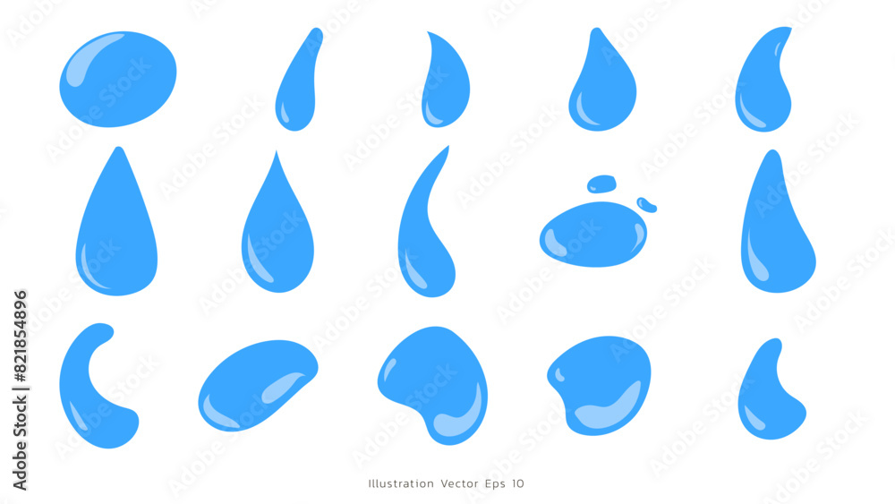 Obraz premium Water drops nature splash elements ,wet droplets of dew shapes isolated on white background , illustration Vector EPS 10