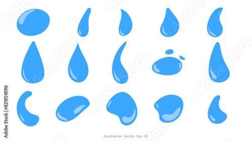 Water drops nature splash elements ,wet droplets of dew shapes isolated on white background , illustration Vector EPS 10