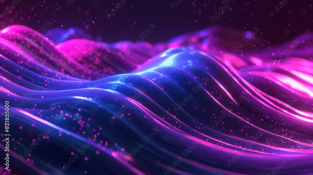 Fototapeta premium Futuristic Abstract Neon Light Waves with Glowing Dots and Luminescent Highlights