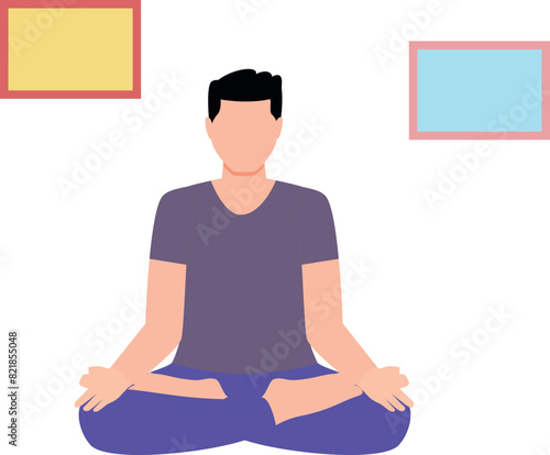 The boy is meditating.