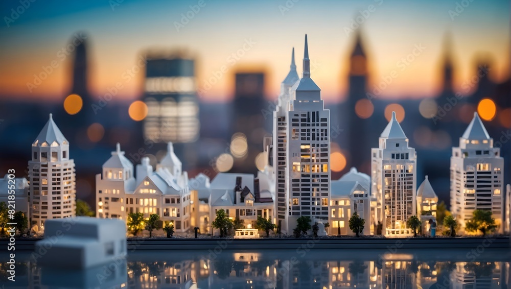 Obraz premium white model of the city on the business table 