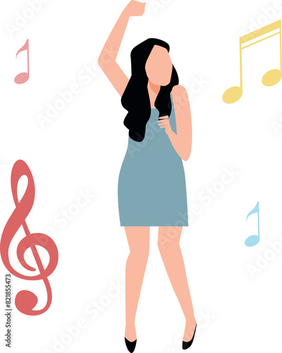 The girl is singing a song.