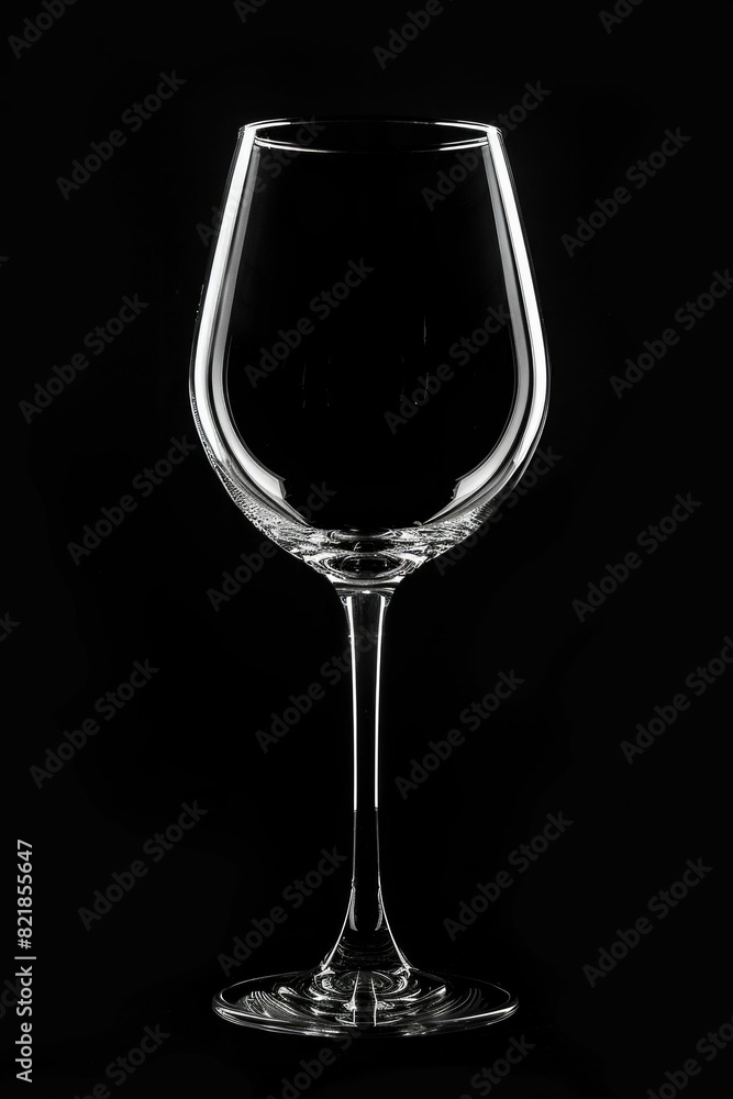 Empty Wine Glass on Black Background. Generative ai