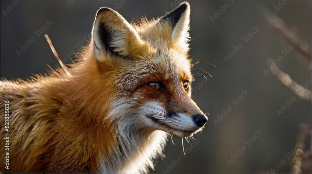 Fototapeta premium red fox portrait close up in the wild jungle