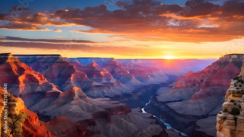 Grand Canyon at Sunrise: Picture the awe-inspiring sight of the Grand Canyon at sunrise. Describe the changing colors of the canyon walls, the vast expanse of the landscape, and the sense of grandeur 
