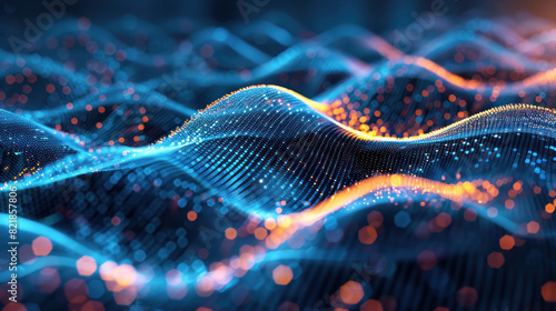 Futuristic digital waves background, blockchain fintech technology