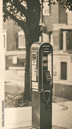 Classic payphone receiver hanging up
 photo