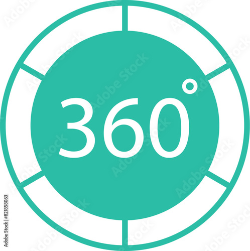 360 degree view icon for panoramic and immersive virtual reality experience