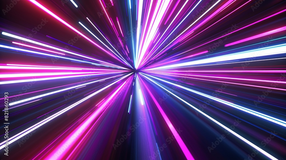 3d rendering of colorful neon light lines on black background. 3d rendering of colorful neon light lines on black background.