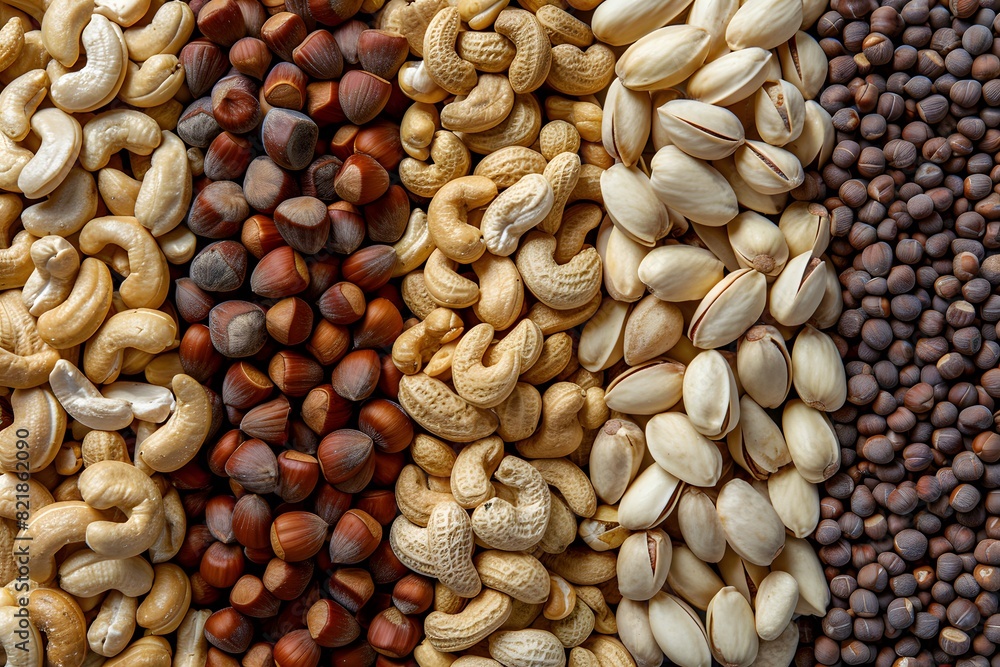Different nuts background. Close up, top view, flat lay. Walnut, pistachios, almonds, hazelnuts and cashews. Different nuts background. Close up, top view, flat lay. Walnut, pistachios, almonds, hazelnuts and cashews.