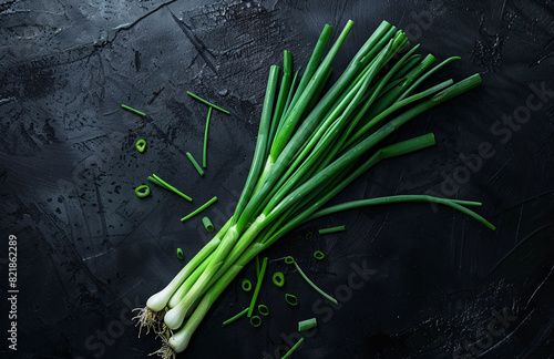 Fresh Scallions on Textured Background