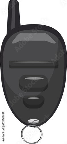 Sleek design of a modern car key fob with buttons and keyring