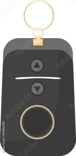 Digital illustration of a sleek, black car key remote control with buttons
