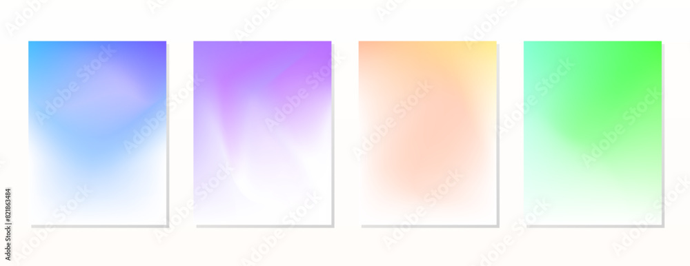 Naklejka premium SET GRADIENT MESH BLUE ORANGE YELLOW PURPLE PINK LIQUID COLOR. POSTER BACKGORUND DESIGN VECTOR TEMPLATE GOOD FOR POSTER, WALLPAPER, COVER, FRAME, FLYER, SOCIAL MEDIA, GREETING CARD