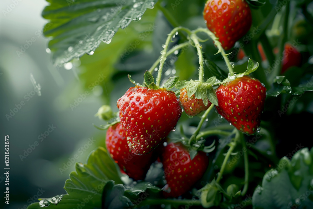 strawberries grow in the garden harvest. Generative Ai, strawberries grow in the garden harvest. Generative Ai,