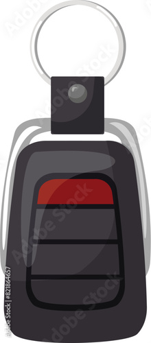 Detailed illustration of a modern car key fob with buttons, isolated on white background
